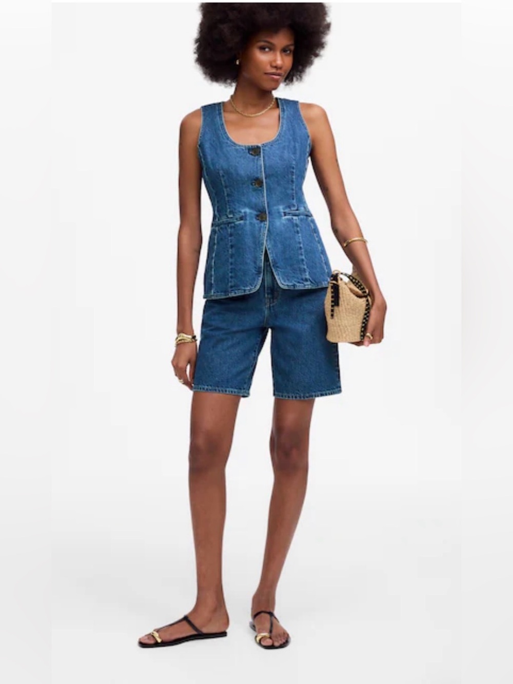 Madewell Denim Scoopneck Cutaway Vest in Dowe Wash